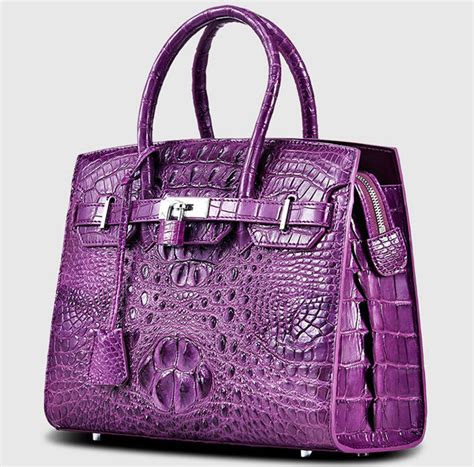purple fake crocodile bag